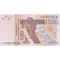 P115Aj Ivory Coast - 1000 Francs Year 2011